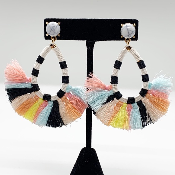 Jewelry - NEW Boho Colorful Fringe Statement Earrings